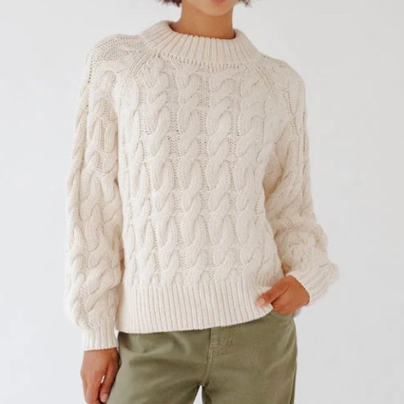 Sister Katie Julia Pullover Cable Knit Sweater in Natural,...